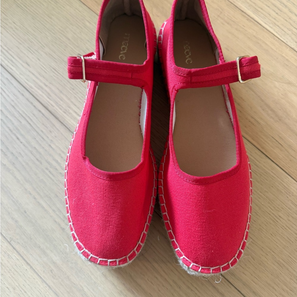 BRAND NEW Maeve Red Canvas Mary Jane Espadrilles